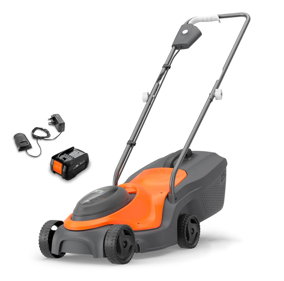 Cordless Lawn Mower 12.6in Cutting Width 4 Height Settings 1.2-2.4 in 18V 4.0Ah Orange