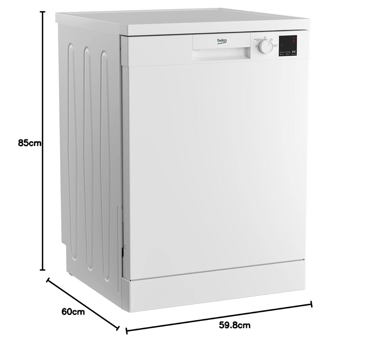 Freestanding Dishwasher 13 Place Settings 49dB Mini 30 Program LED Display White