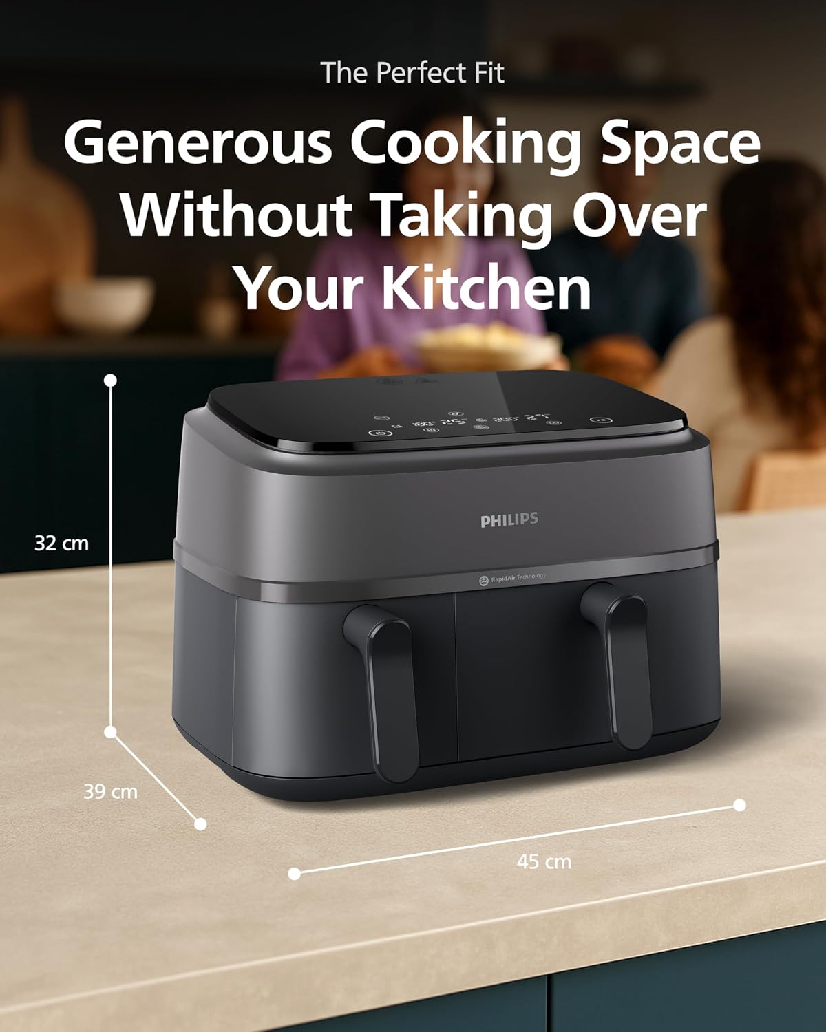 Dual Air Fryer 9.5 Qt 2750W 13 Presets Digital Touchscreen Black & Silver