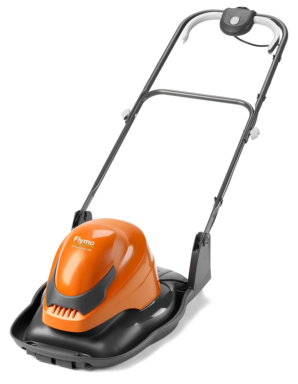 Electric Hover Lawn Mower 1400W 9.8in 3 Heights 32.8ft Cable Orange Gray