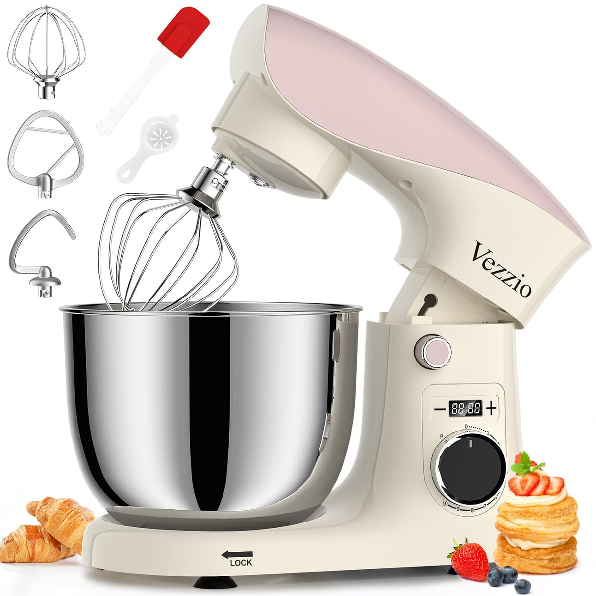 Stand Mixer 1500W 10 Speeds 5.8 Qt Tilt-Head Greengray