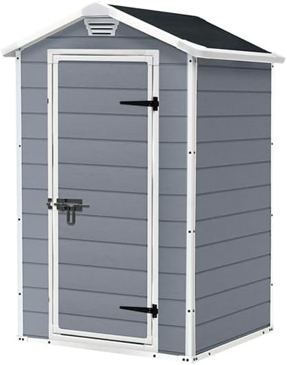 Garden Storage Shed 4 X 3 Ft Gray Resin Hinged Doors