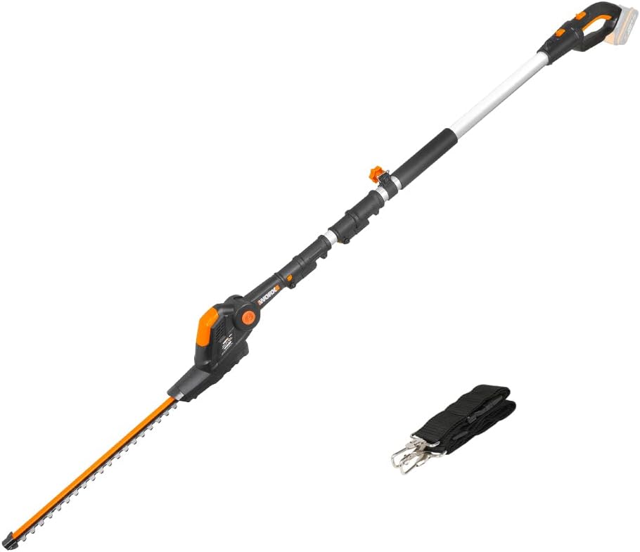 Cordless Pole Hedge Trimmer 17.7in 10.5ft Reach 10-Position Head Black