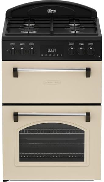 Dual Fuel Cooker 23.6in 2 Ovens 4 Burner A Rated Cream
