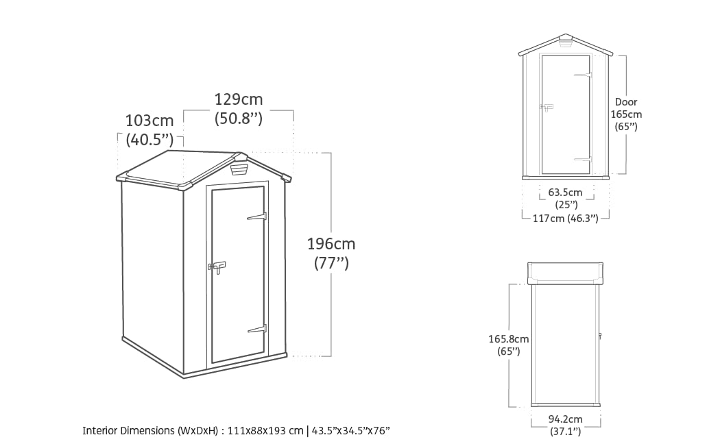 Garden Storage Shed 4 X 3 Ft Gray Resin Hinged Doors