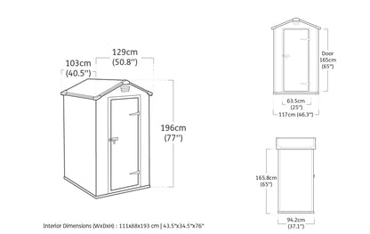 Garden Storage Shed 4 X 3 Ft Gray Resin Hinged Doors