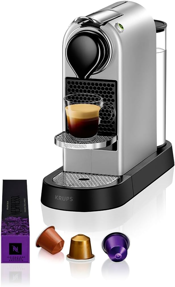 Automatic Pod Coffee Machine 1260W 1.1 Qt Removable Tank Silver