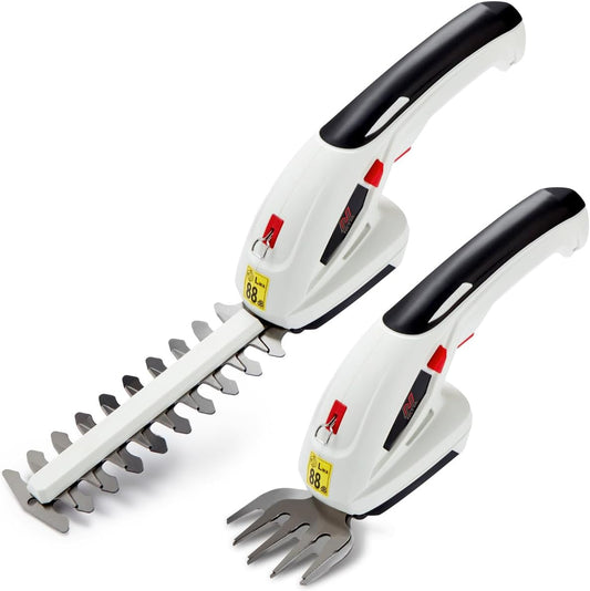 2-in-1 Cordless Hedge Trimmer & Grass Shear 7.2V 1500mAh 6.7in Blade Black White