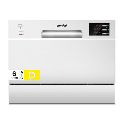 Table Top Dishwasher 6 Place Settings 6.9 Qt LED Display Delay Start White