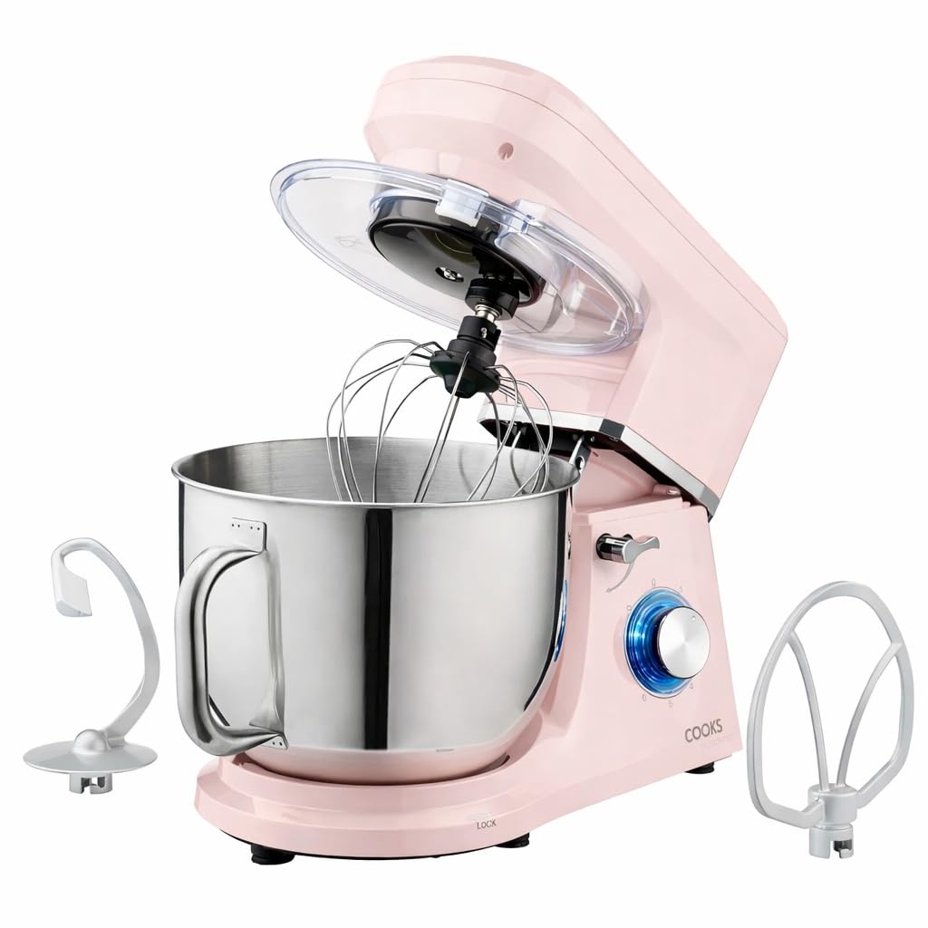 Stand Mixer 1200W 7.4 Qt Stainless Steel Bowl 6 Speeds Pulse Pink