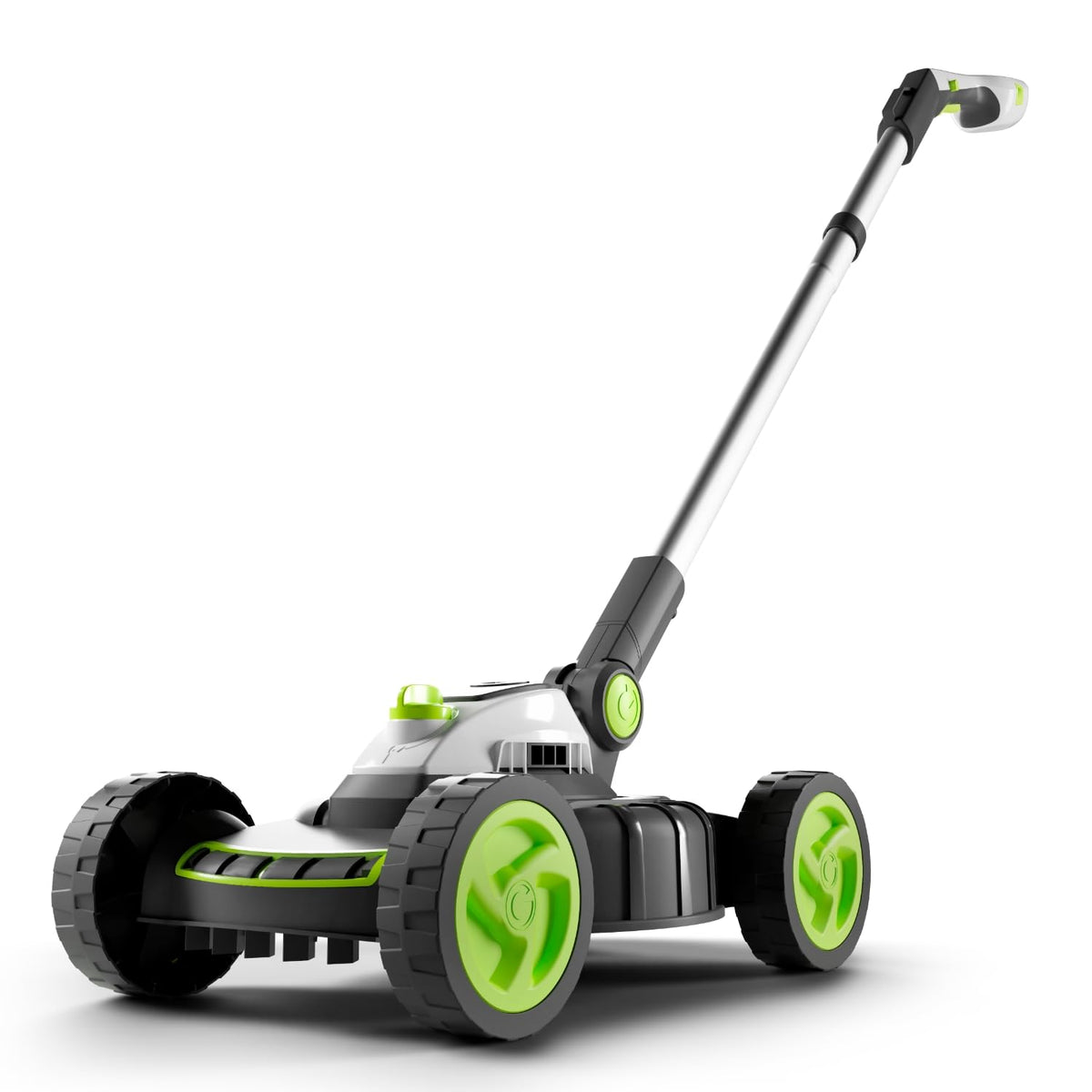 Cordless Electric Lawnmower 10in 5200RPM 18V 30 Mins Runtime Gray Green White
