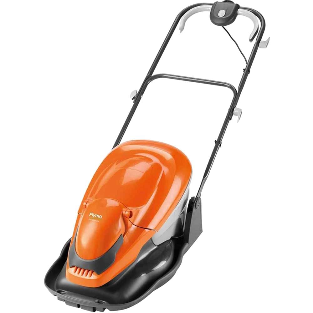 Hover Lawn Mower 14.2in 2000W 6.9 Gal Grass Box 4 Cutting Heights Orange Gray
