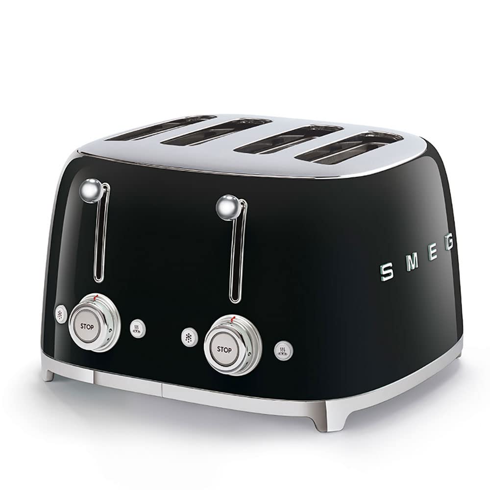 50'S Style Retro Range Breakfast Set 0.8 Qt 1400W Mini Kettle And 4-Slice 2000W Toaster Black