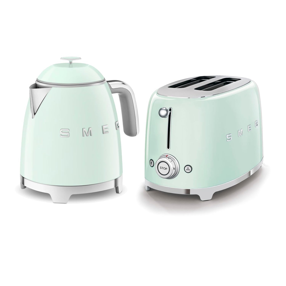 Retro Range Breakfast Set 0.8 Qt Mini Kettle 2-Slice Toaster Pastel Green