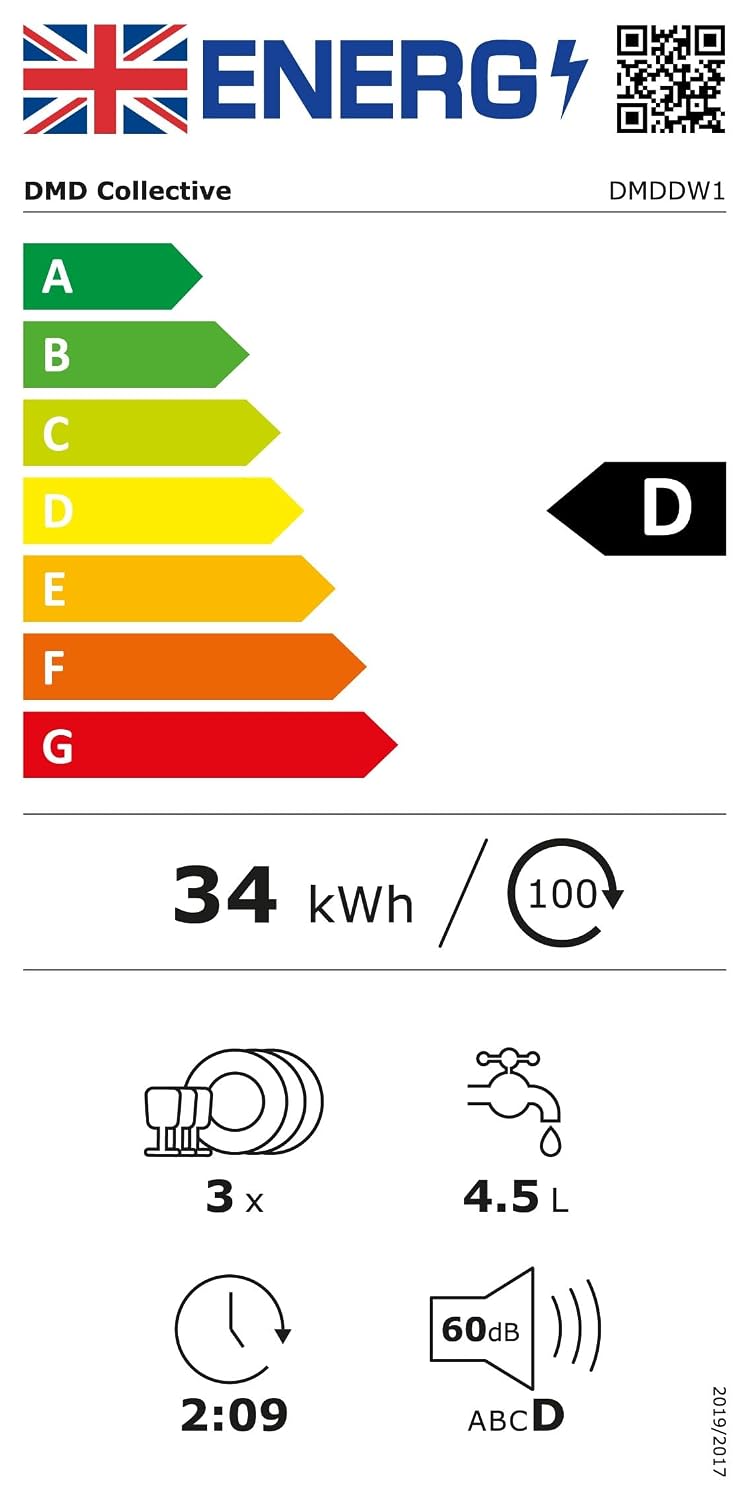 Mini Countertop Dishwasher 5.3 Qt Touch Control LED Display 6 Programs Black