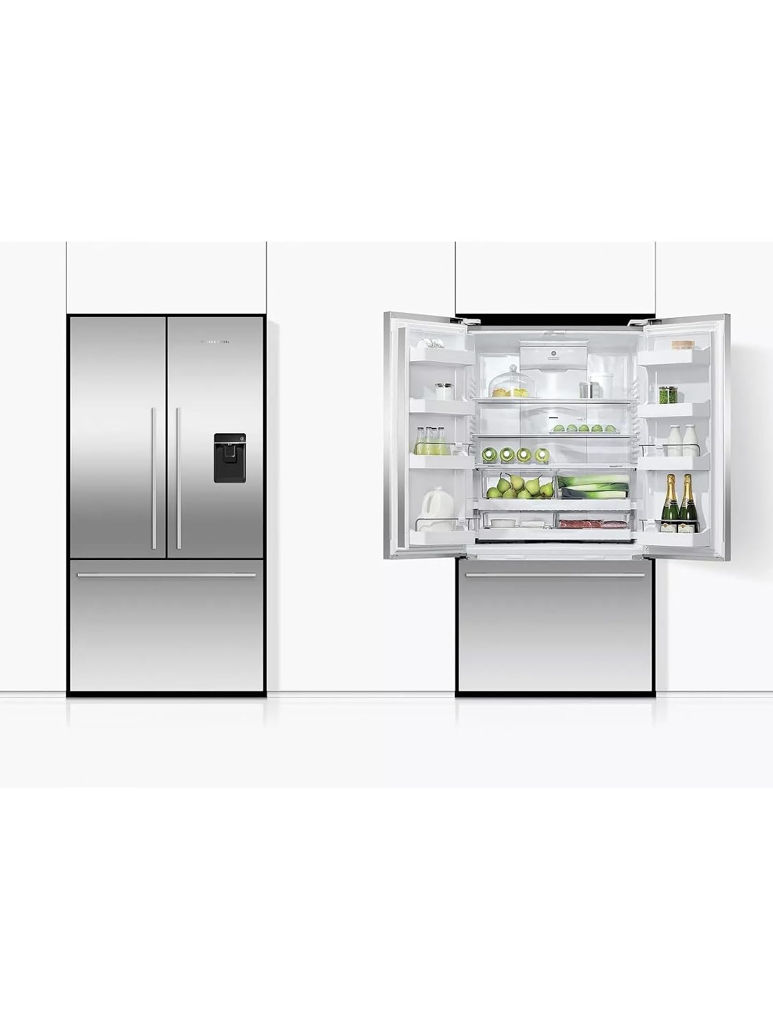 Freestanding French Door Fridge Freezer 20.1 cu ft 35.4in Stainless Steel