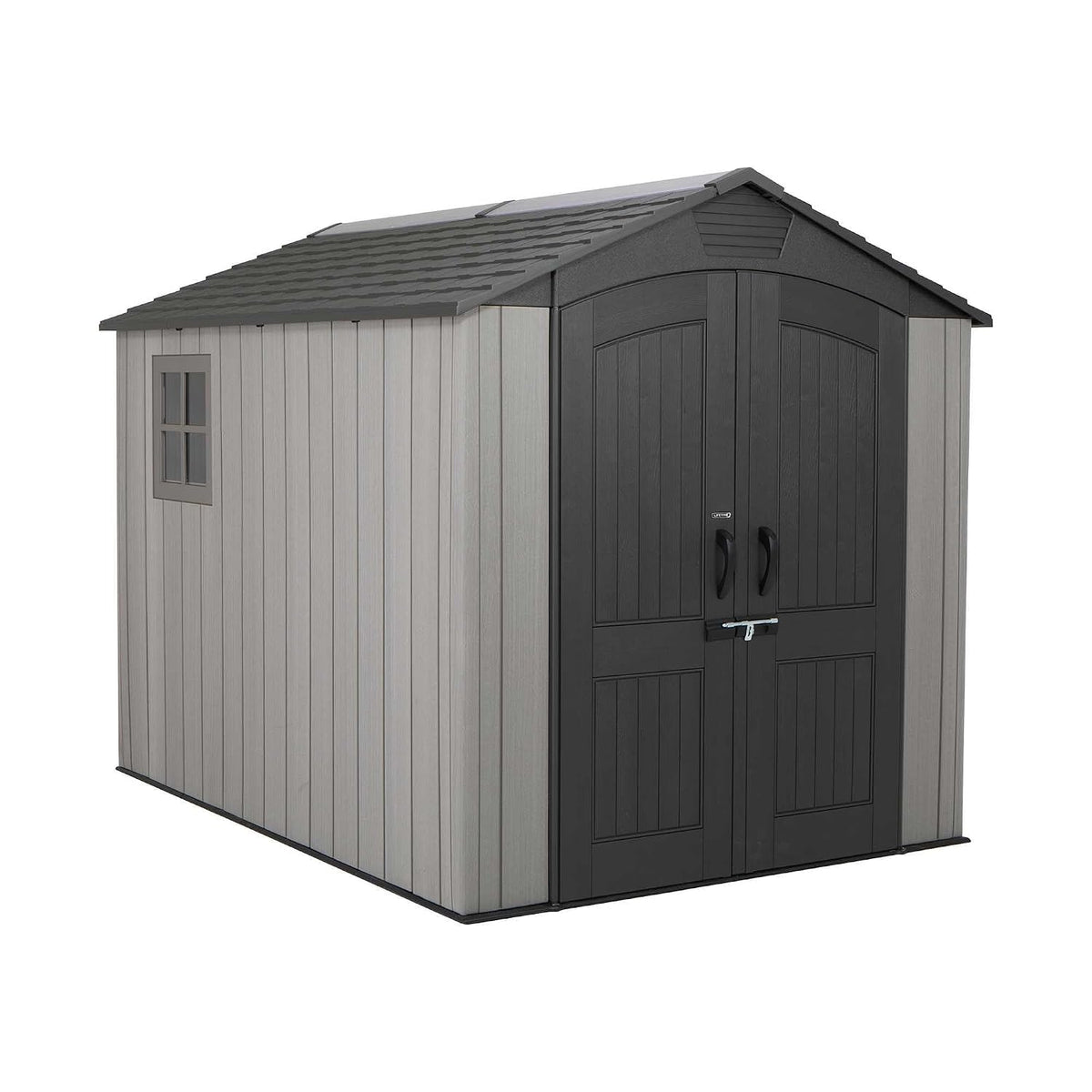 Garden Storage Shed 7 X 9.5 Ft Light Gray HDPE Steel Reinforced