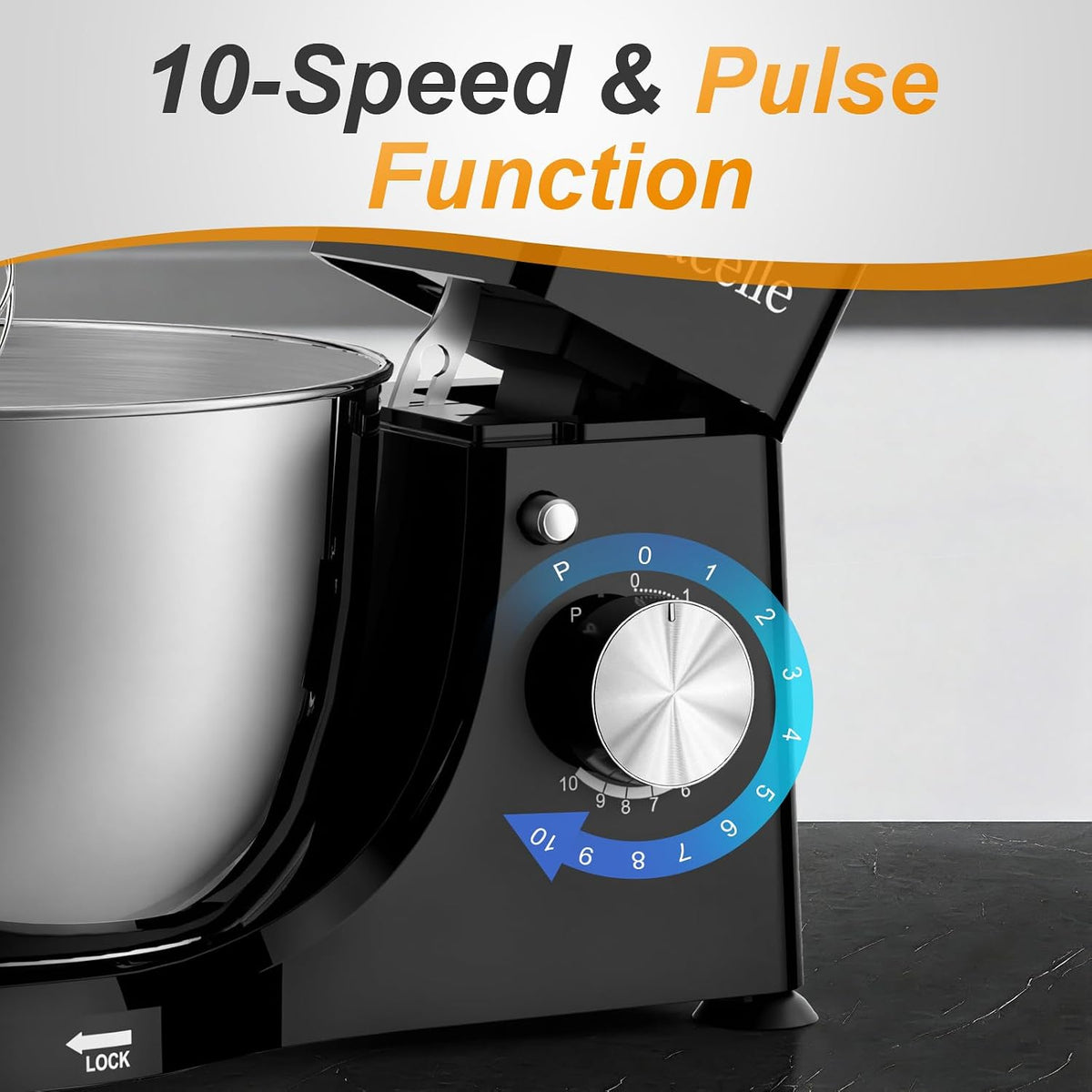 Stand Mixer 5.8 Qt 1500W 10 Speed Pulse Black