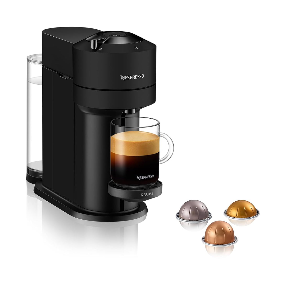 Automatic Pod Coffee Machine With One Touch Brewing 1.2 Qt Matte Black