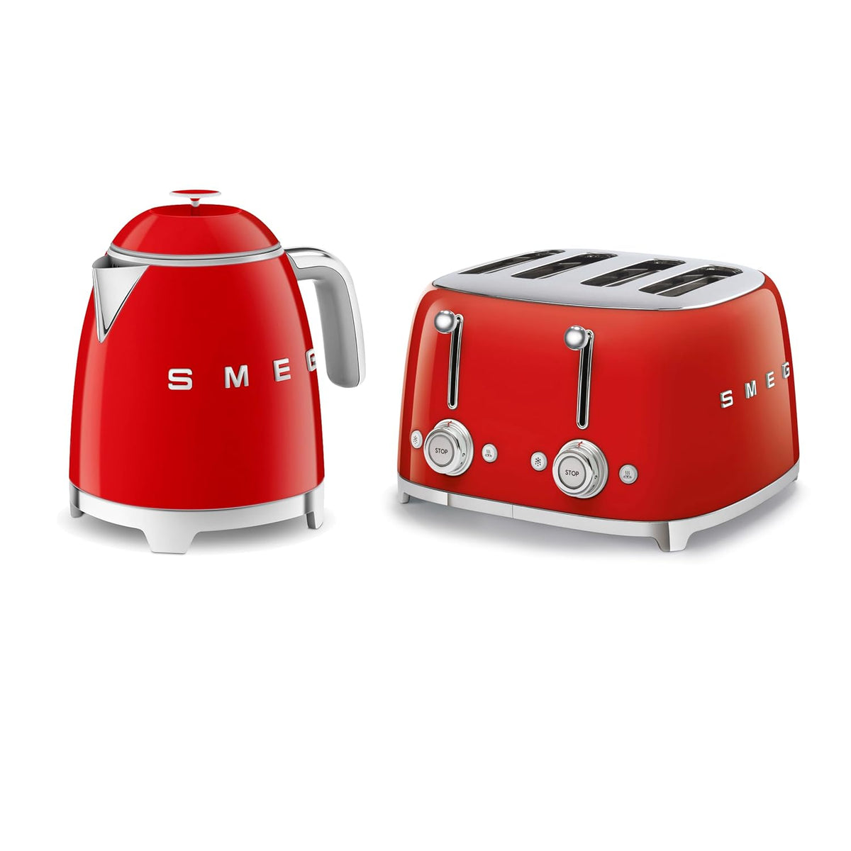 50'S Style Retro Range Breakfast Set 0.8 Qt 1400W Mini Kettle And 4-Slice 2000W Toaster Black