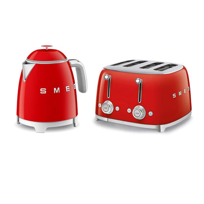 50'S Style Retro Range Breakfast Set 0.8 Qt 1400W Mini Kettle And 4-Slice 2000W Toaster Black
