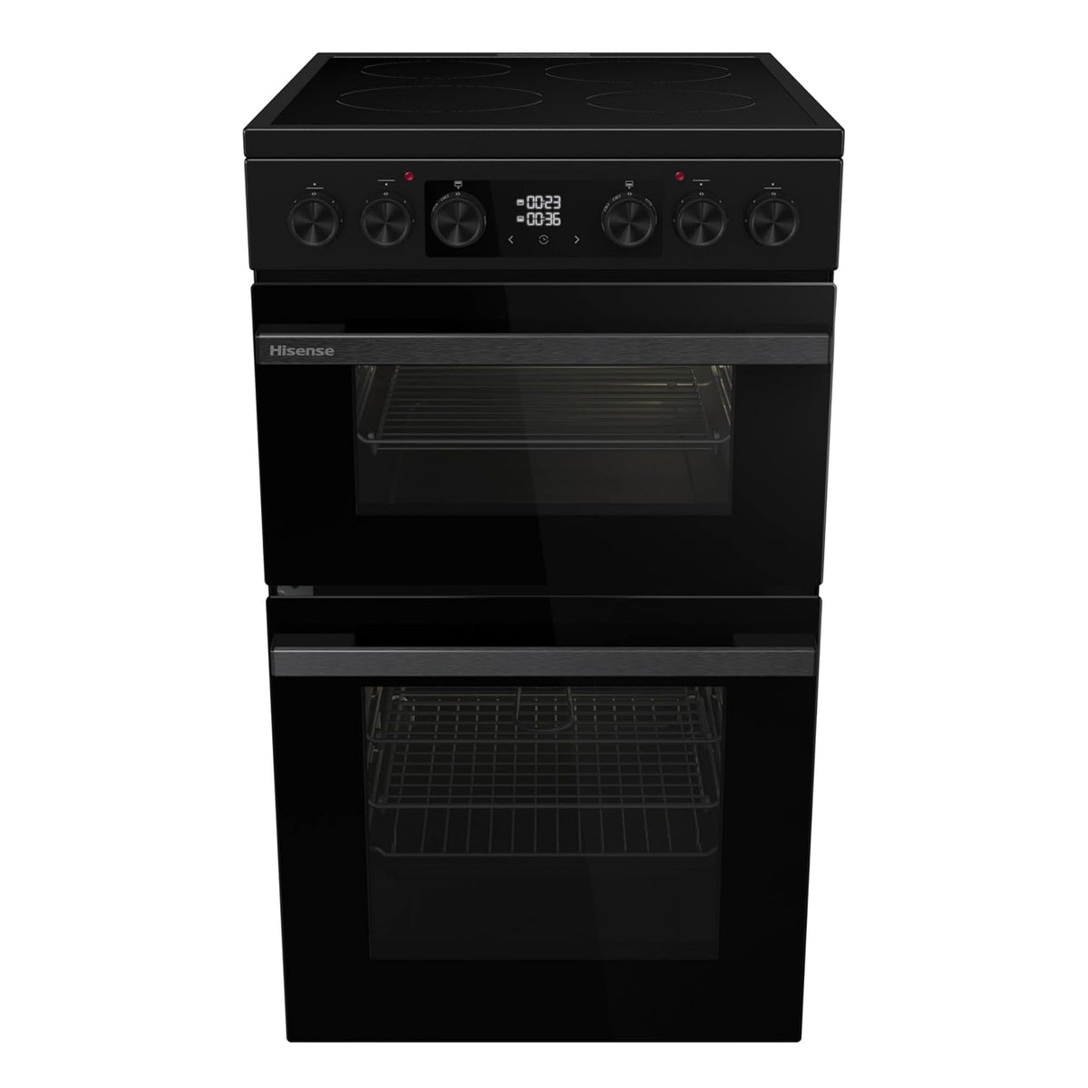 Electric Cooker 2.4 cu ft/1.5 cu ft Double Oven Air Fry Mode Ceramic Hob Black