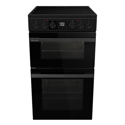 Electric Cooker 2.4 cu ft/1.5 cu ft Double Oven Air Fry Mode Ceramic Hob Black