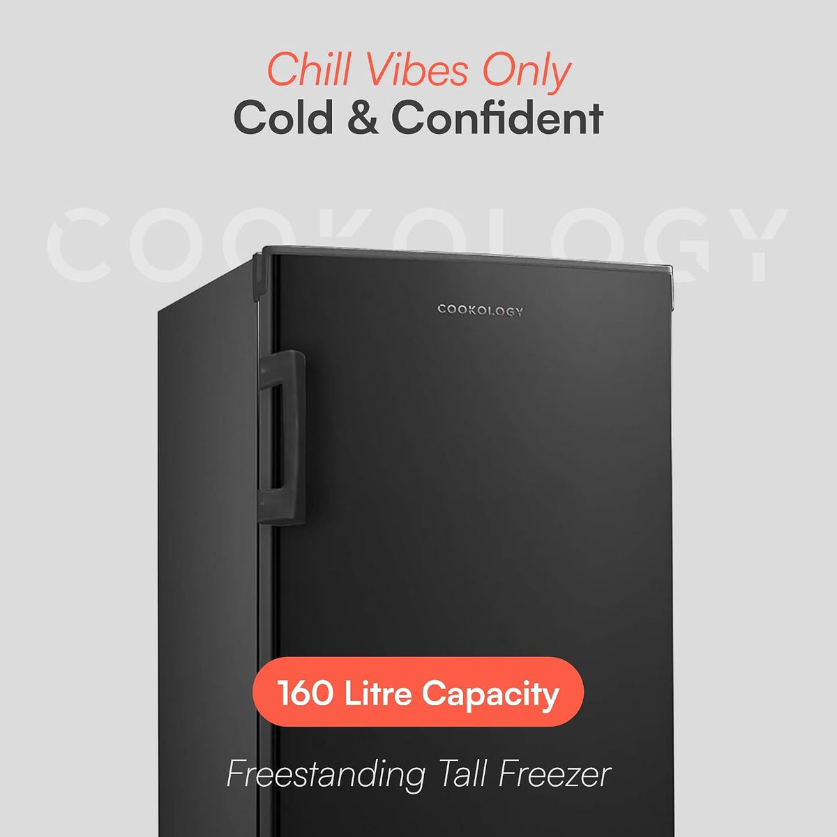 Tall Freestanding Freezer 5 cu ft Reversible Door 42dB Black