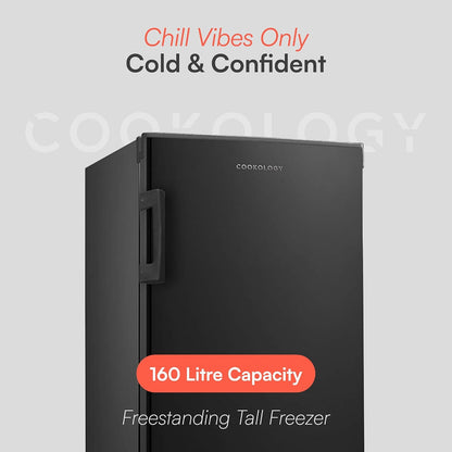 Tall Freestanding Freezer 5 cu ft Reversible Door 42dB Black