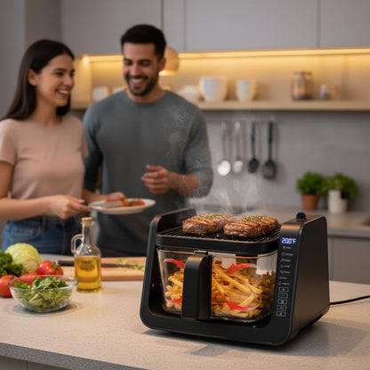 Air Fryer and Grill 4.2 Qt 7-in-1 Preset Cook Modes Black