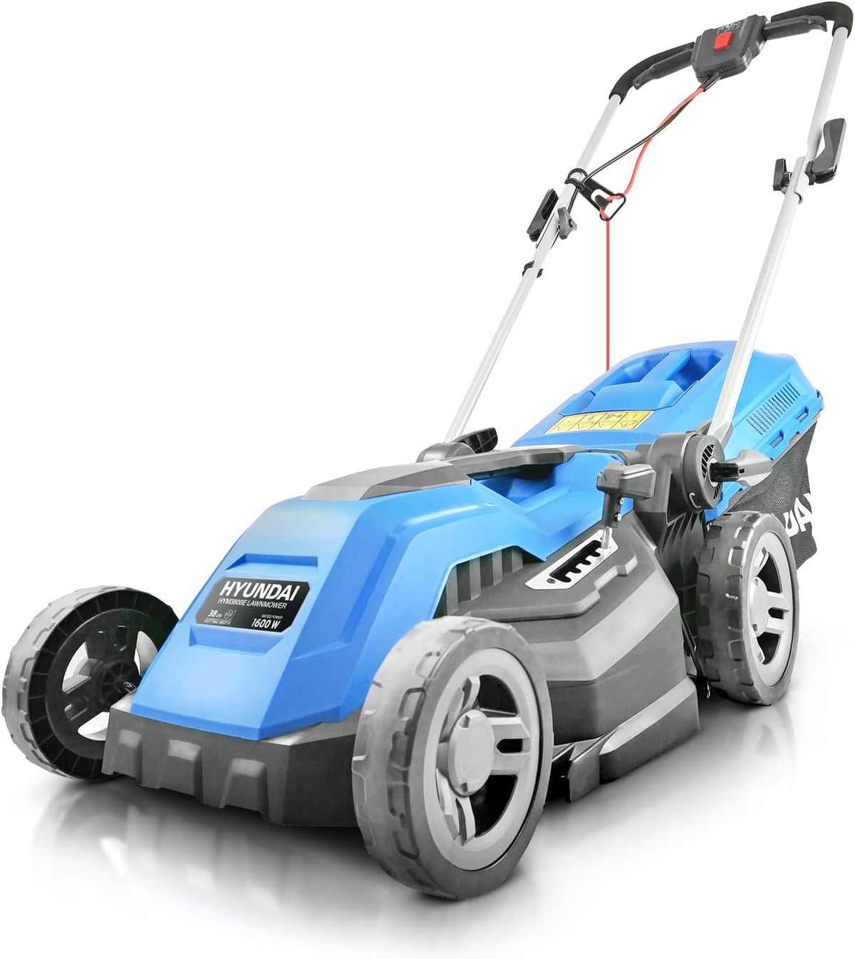 Electric Lawn Mower 15in 1600W 10.6 Gal Bag 5 Cutting Heights Blue