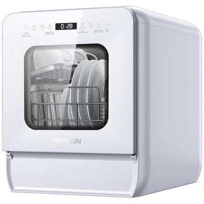 Portable Countertop Dishwasher 5.3 Qt Tank 9 Programs 14.6in Narrow White