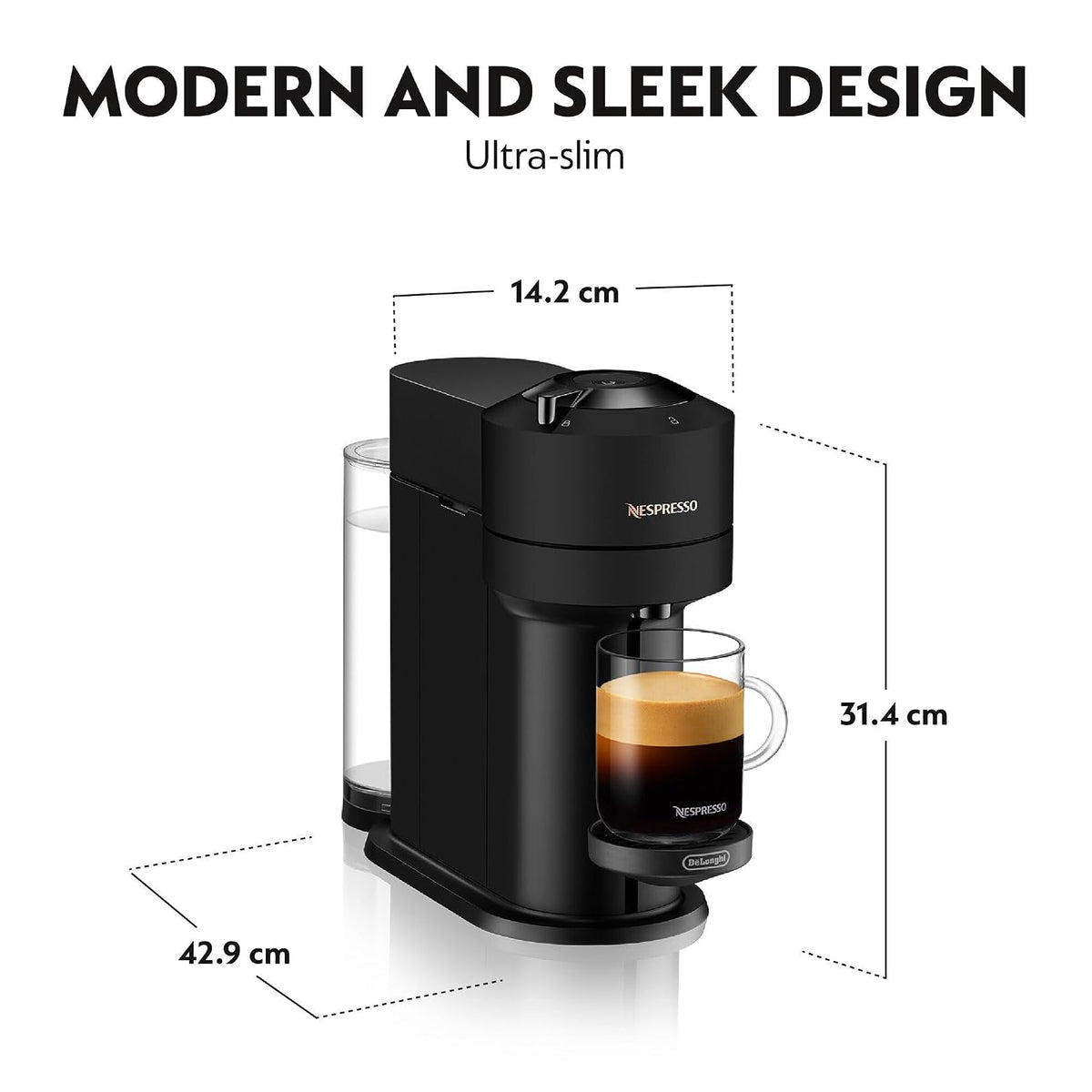Automatic Pod Coffee Machine With One Touch Brewing 1.2 Qt Matte Black