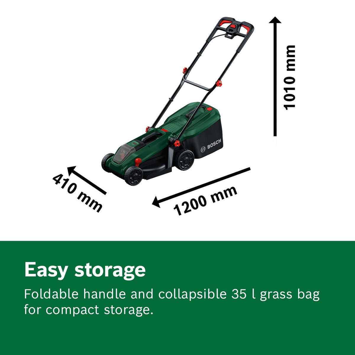 Cordless Lawn Mower 12.6in 9.2 Gal Grass Bag Mulch Plug Green