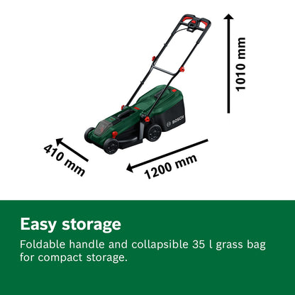 Cordless Lawn Mower 12.6in 9.2 Gal Grass Bag Mulch Plug Green
