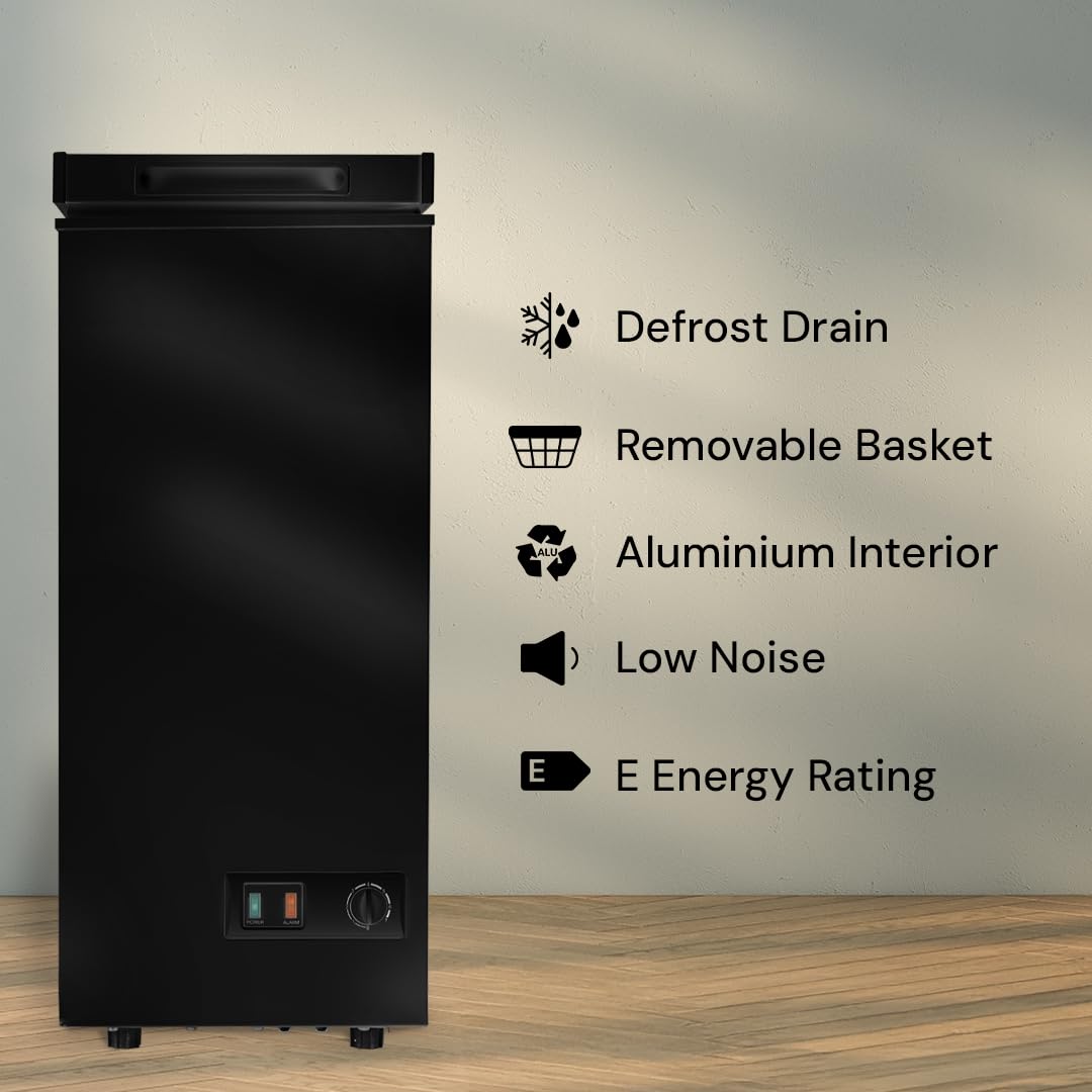 Chest Freezer 2.1 cu ft Slimline Compact Manual Defrost Black