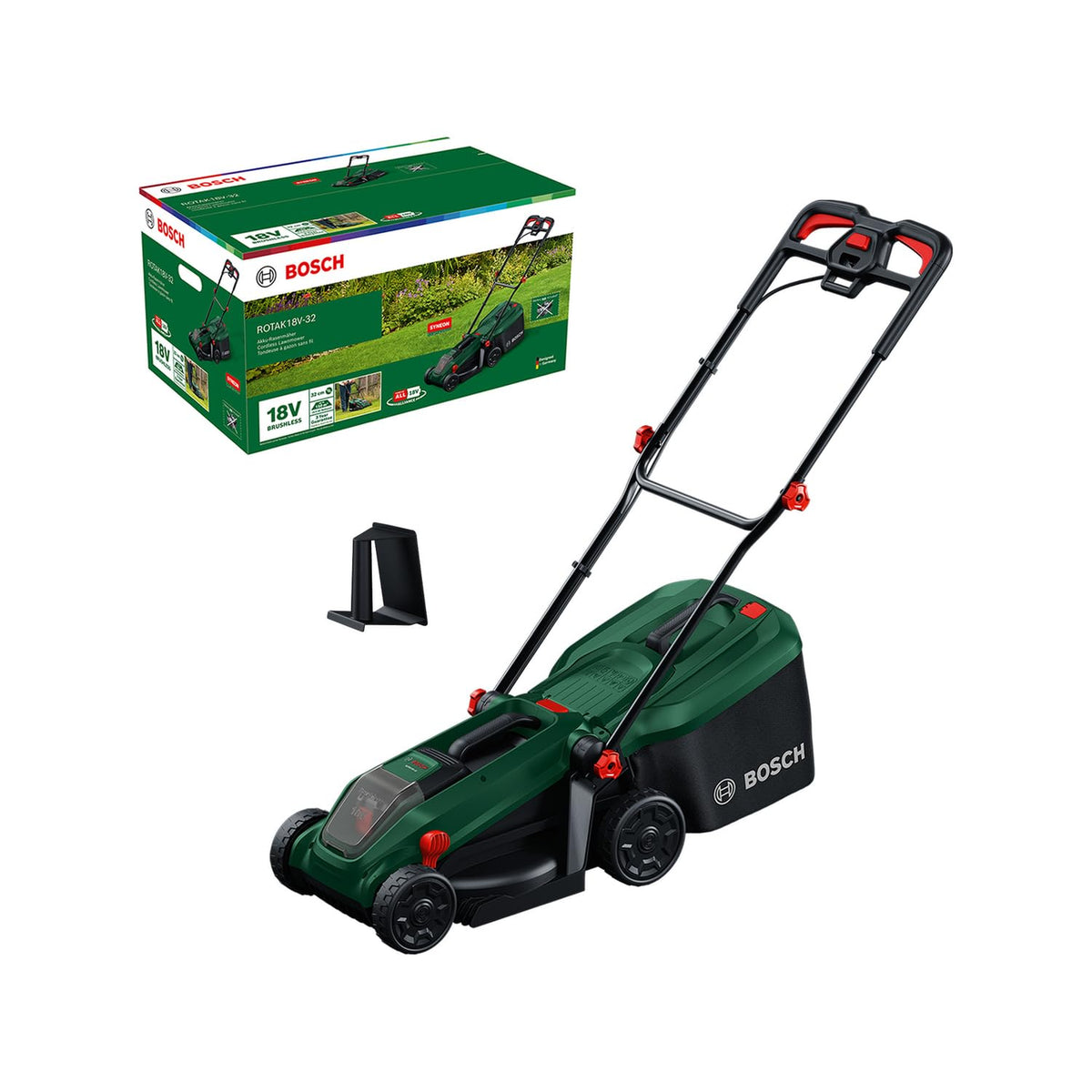 Cordless Lawn Mower 12.6in 9.2 Gal Grass Bag Mulch Plug Green