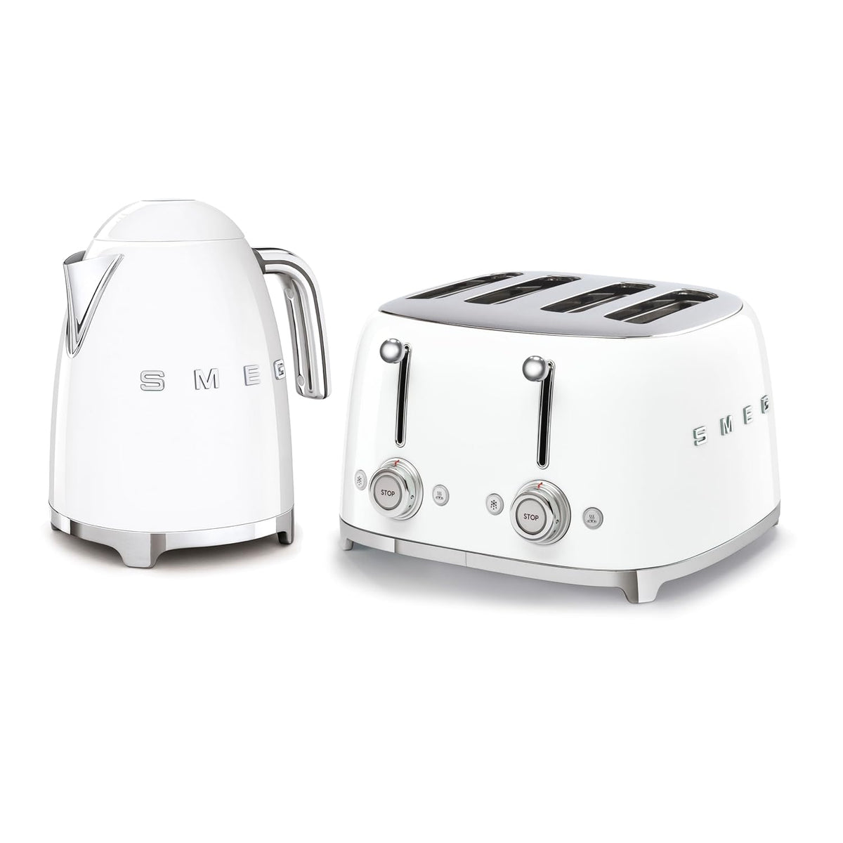 Retro Style Kettle And Toaster Set 1.8 Qt 3000W 4-Slice 2000W White
