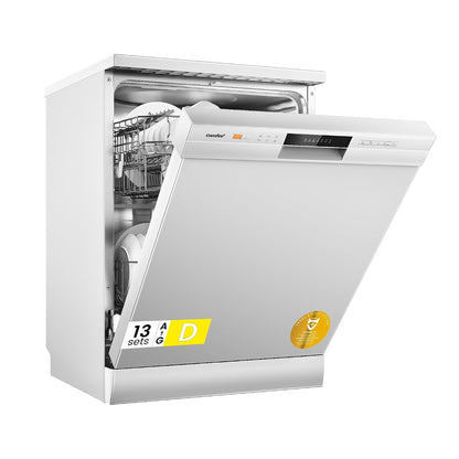 Freestanding Dishwasher 13 Place Settings 6 Programs White Auto Door Open