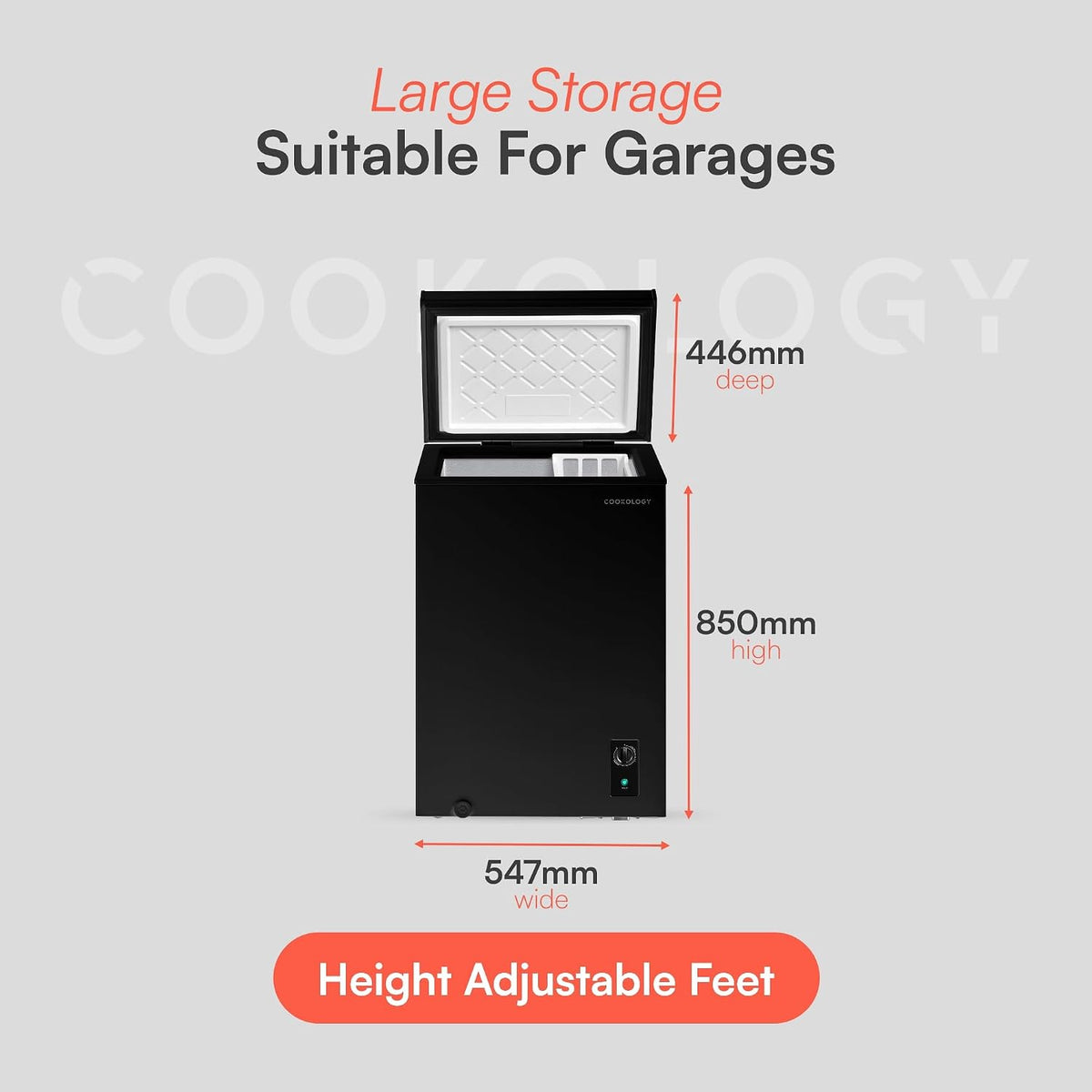 Freestanding Chest Freezer 3.5 cu ft Adjustable Thermostat Black