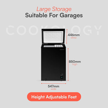 Freestanding Chest Freezer 3.5 cu ft Adjustable Thermostat Black