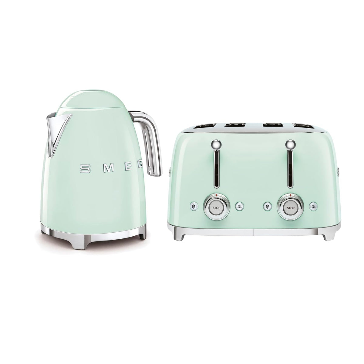 Retro Style Kettle And Toaster Set 1.8 Qt 3000W 4-Slice 2000W White