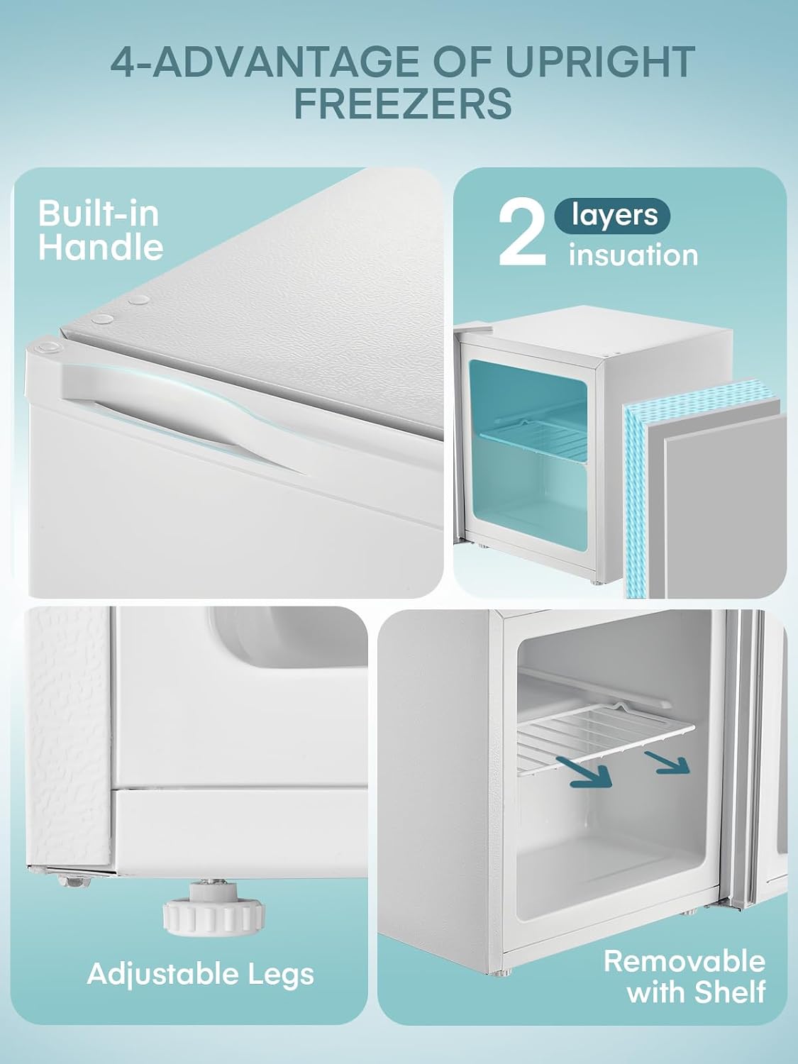 Table Top Mini Freezer 1.1 cu ft White Freestanding