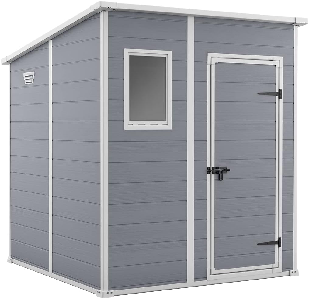 Garden Storage Shed 6 X 6 Ft Gray Resin Single Door