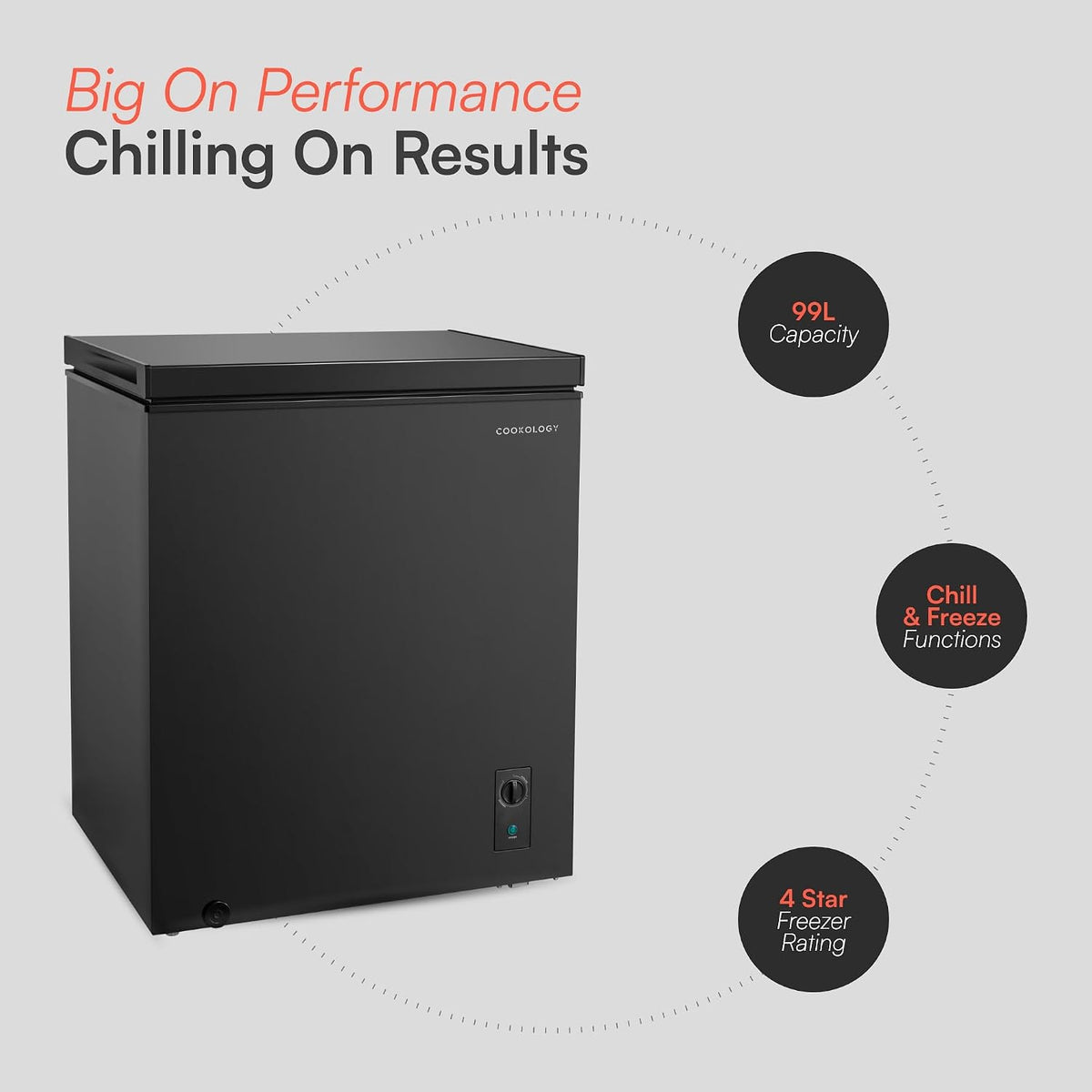 Freestanding Chest Freezer 3.5 cu ft Adjustable Thermostat Black