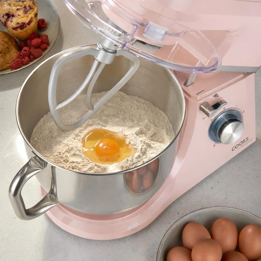 Stand Mixer 1200W 7.4 Qt Stainless Steel Bowl 6 Speeds Pulse Pink