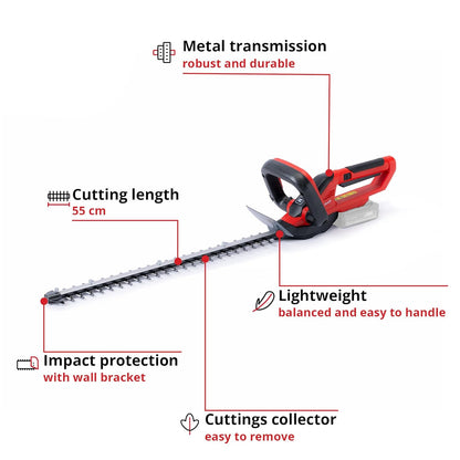 Cordless Hedge Trimmer 22in Laser-Cut Steel Blades