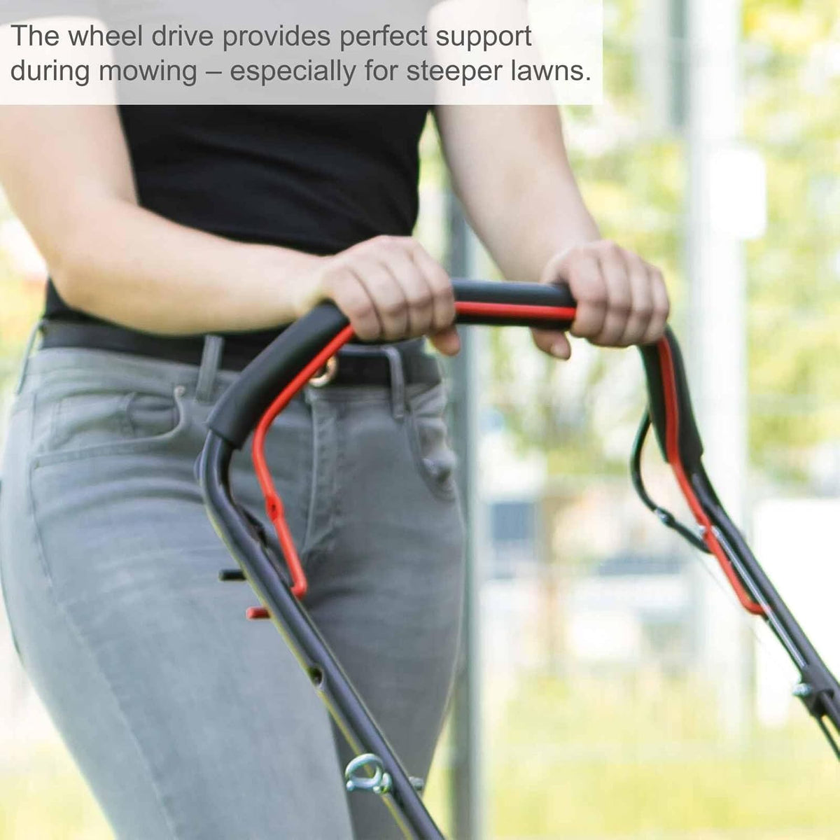 Self-Propelled Petrol Lawn Mower 16.5in 131cc 11.9 Gal Grass Box Red Black