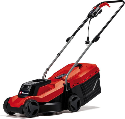 Electric Lawn Mower 12.6in 1000W 7.9 Gal Grass Box 3 Cutting Heights Red Black