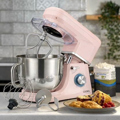 Stand Mixer 1200W 7.4 Qt Stainless Steel Bowl 6 Speeds Pulse Pink